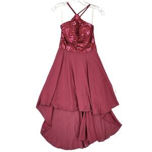 Speechless Red Wine Formal Midi Dress NEW Sleeveless Women's Size 9 Juniors Zip